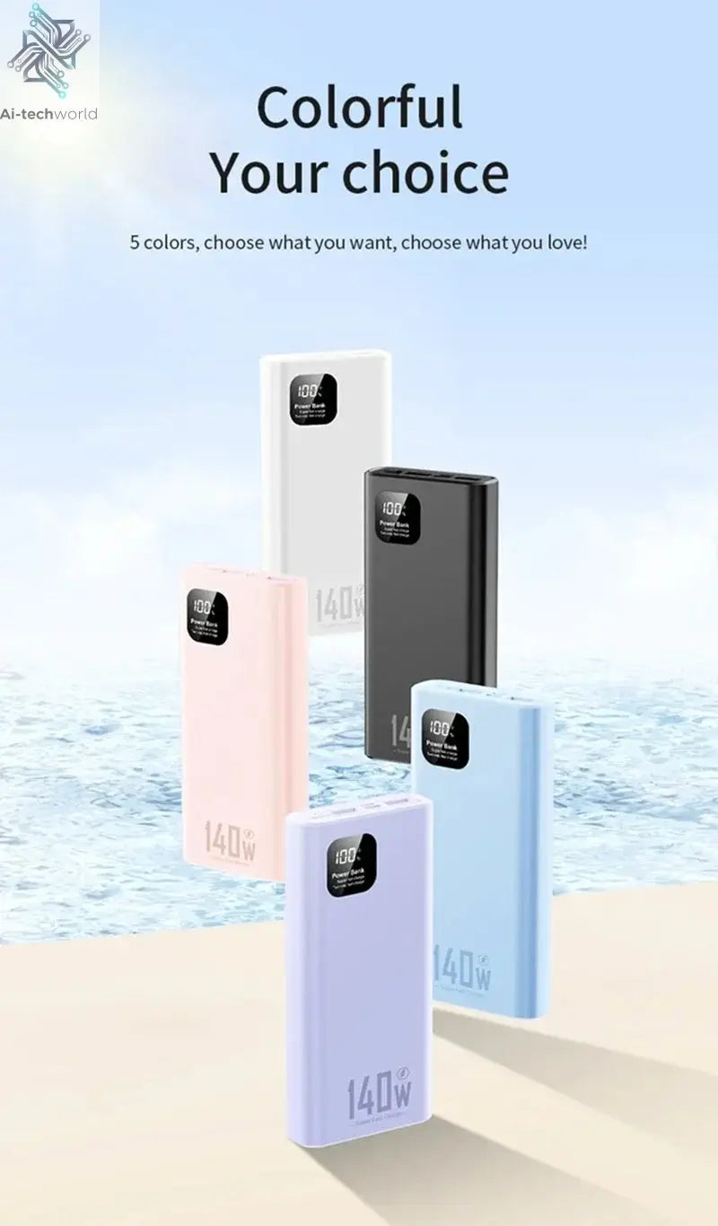 140W 100000mAh Power Bank High Capacity PD 22.5W Super Fast Charging Portable Battery Charger for iPhone 12-17 Samsung 2026 NEW Ai-TechWorld 