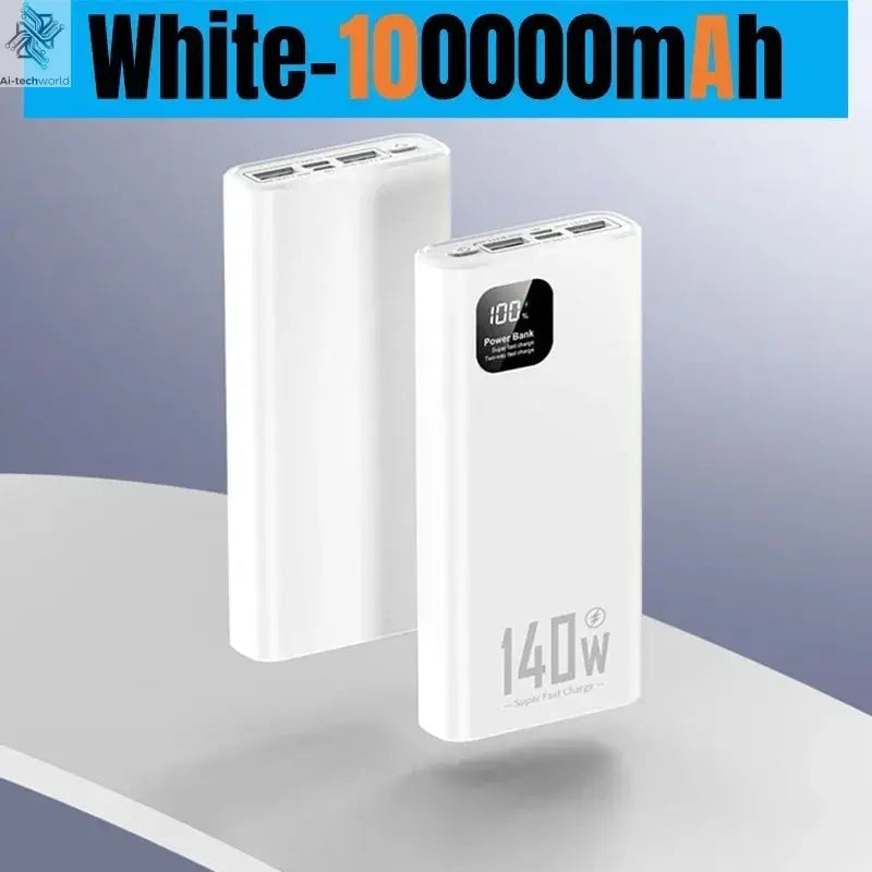 140W 100000mAh Power Bank High Capacity PD 22.5W Super Fast Charging Portable Battery Charger for iPhone 12-17 Samsung 2026 NEW Ai-TechWorld 