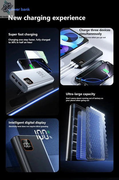 140W 500000mAh High Capacity Power Bank Super Fast Charging CCC Portable Battery Charger for iPhone 12-17 Samsung 2026 Ai-TechWorld 