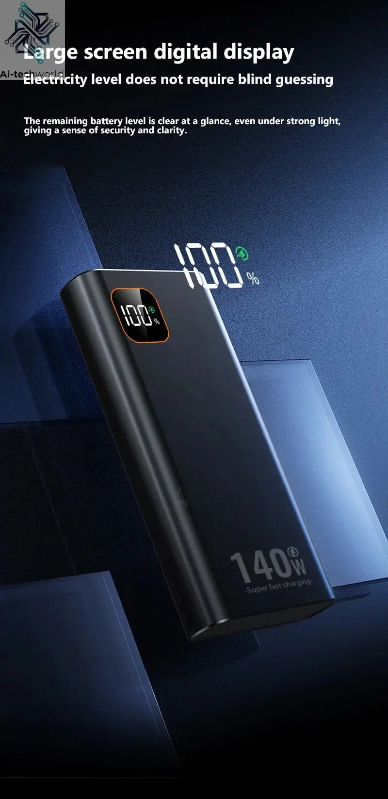140W 500000mAh High Capacity Power Bank Super Fast Charging CCC Portable Battery Charger for iPhone 12-17 Samsung 2026 Ai-TechWorld 