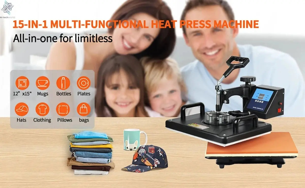 15 In 1 Combo Muntifunctional Sublimation Heat Press Machine Tshirt Heat Transfer Printer For Mug/Cap/football/bottle/pen/shoes - Ai - TechWorld