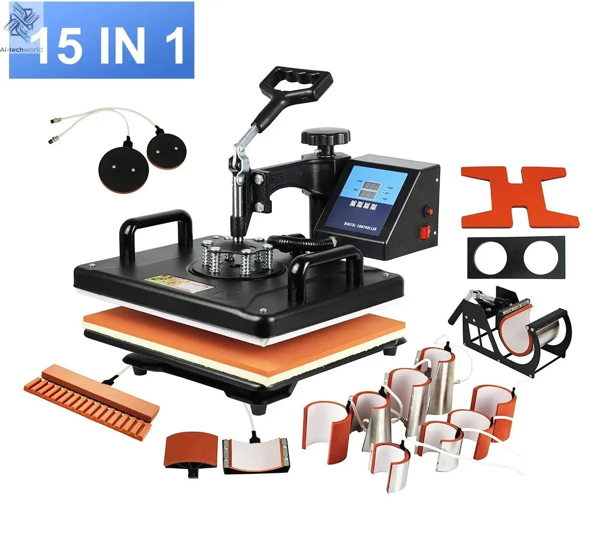 15 In 1 Combo Muntifunctional Sublimation Heat Press Machine Tshirt Heat Transfer Printer For Mug/Cap/football/bottle/pen/shoes Ai-TechWorld