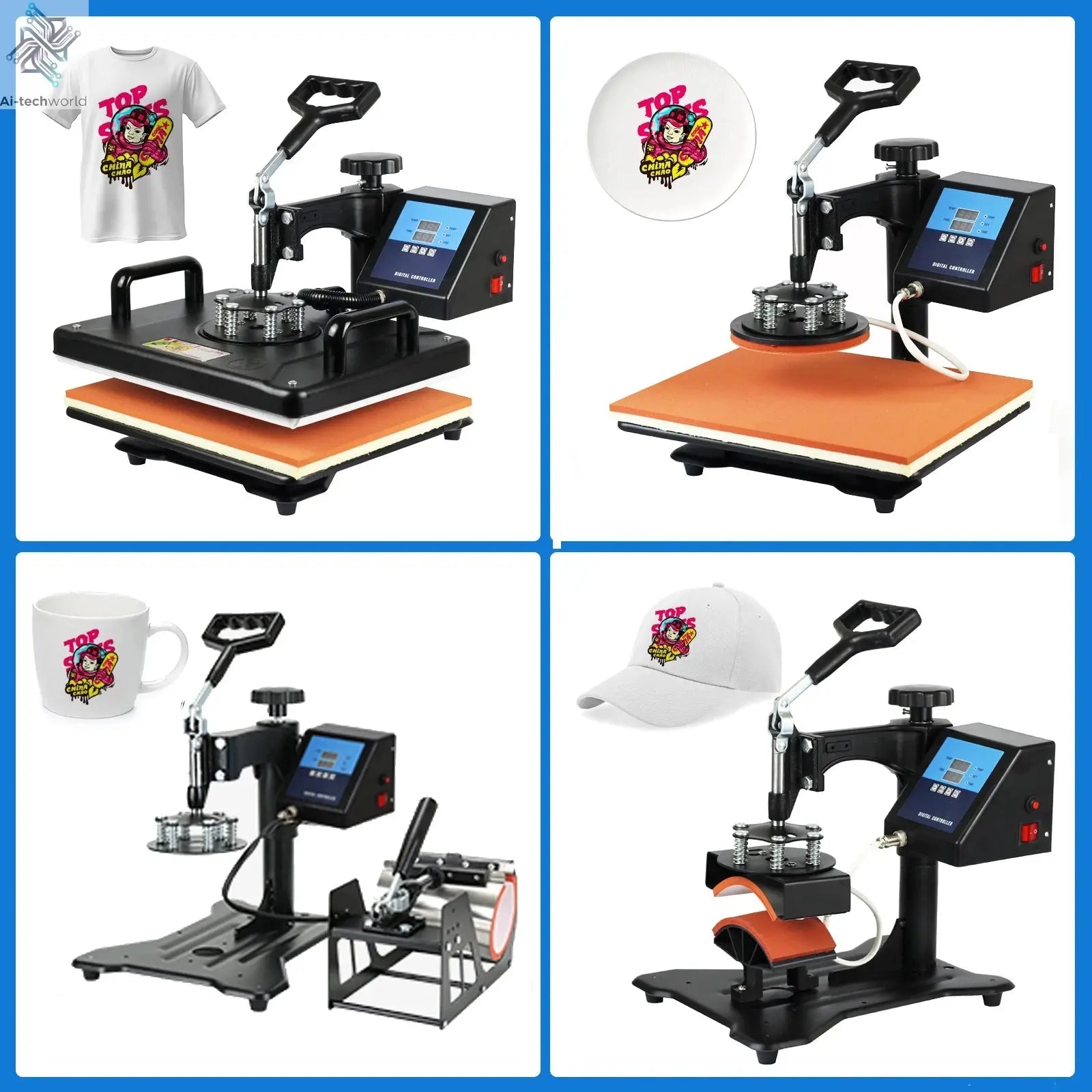 15 In 1 Combo Muntifunctional Sublimation Heat Press Machine Tshirt Heat Transfer Printer For Mug/Cap/football/bottle/pen/shoes Ai-TechWorld