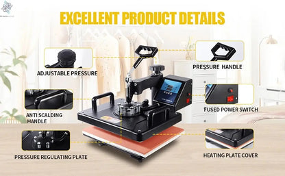15 In 1 Combo Muntifunctional Sublimation Heat Press Machine Tshirt Heat Transfer Printer For Mug/Cap/football/bottle/pen/shoes Ai-TechWorld