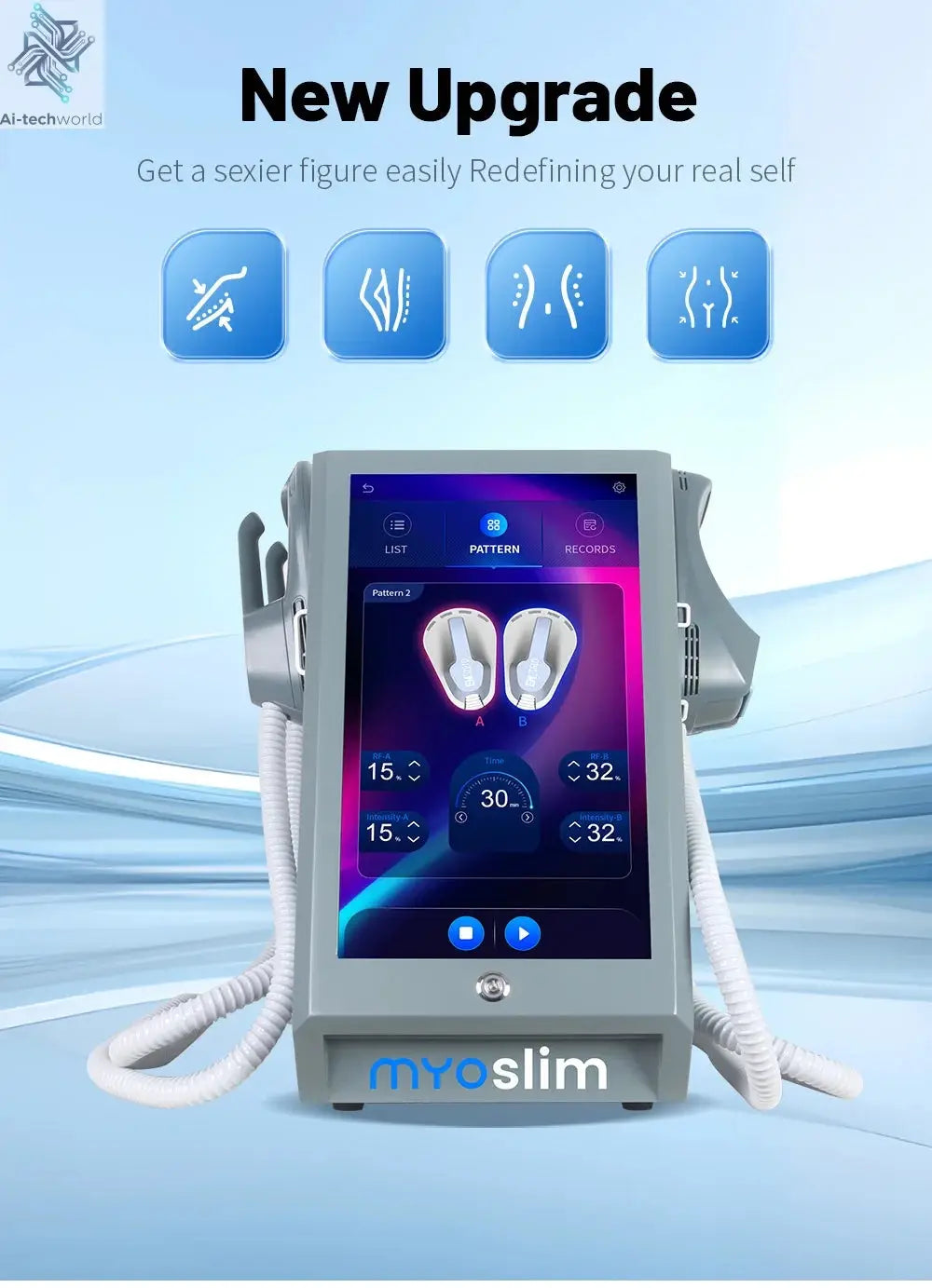 15 Tesla 6500W ABS Muscle Stimulator RF EMS NEO Portable Body Sculpting Machine Slimming Weight Lose Electromagnetic Pro Ai-TechWorld 
