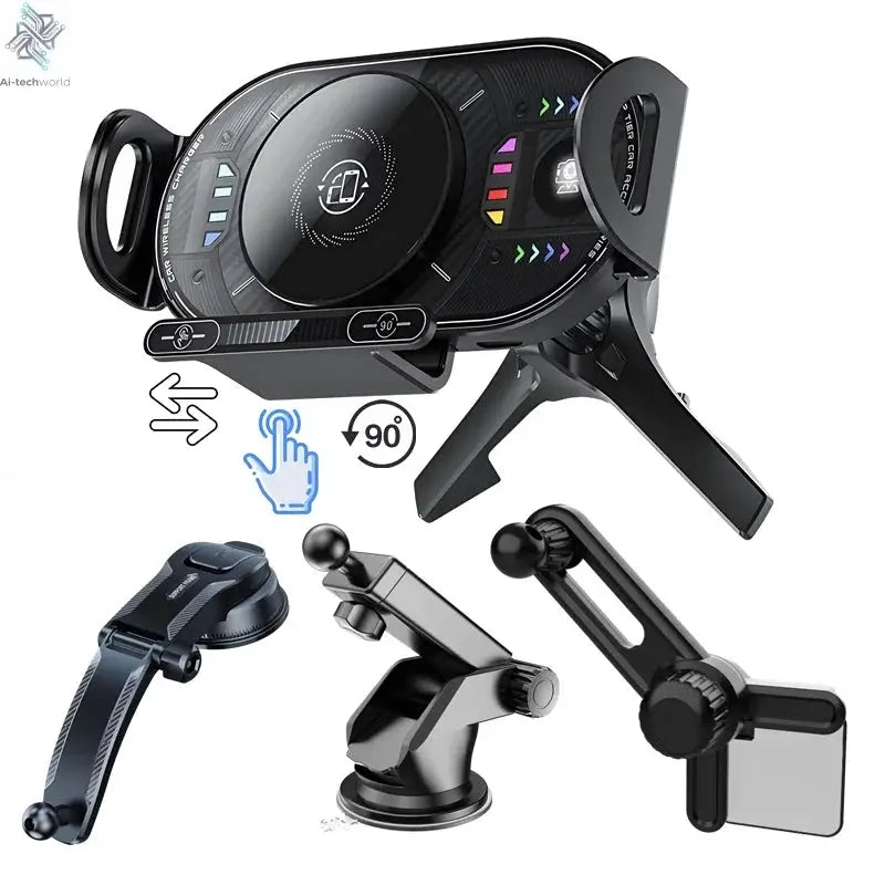 15W Universal Car Phone Wireless Charger Holder 90° Rotation Mount for Samsung Galaxy Fold 6 5 4 3 Z Flip S25 S24 Iphone 17 16 Ai-TechWorld 
