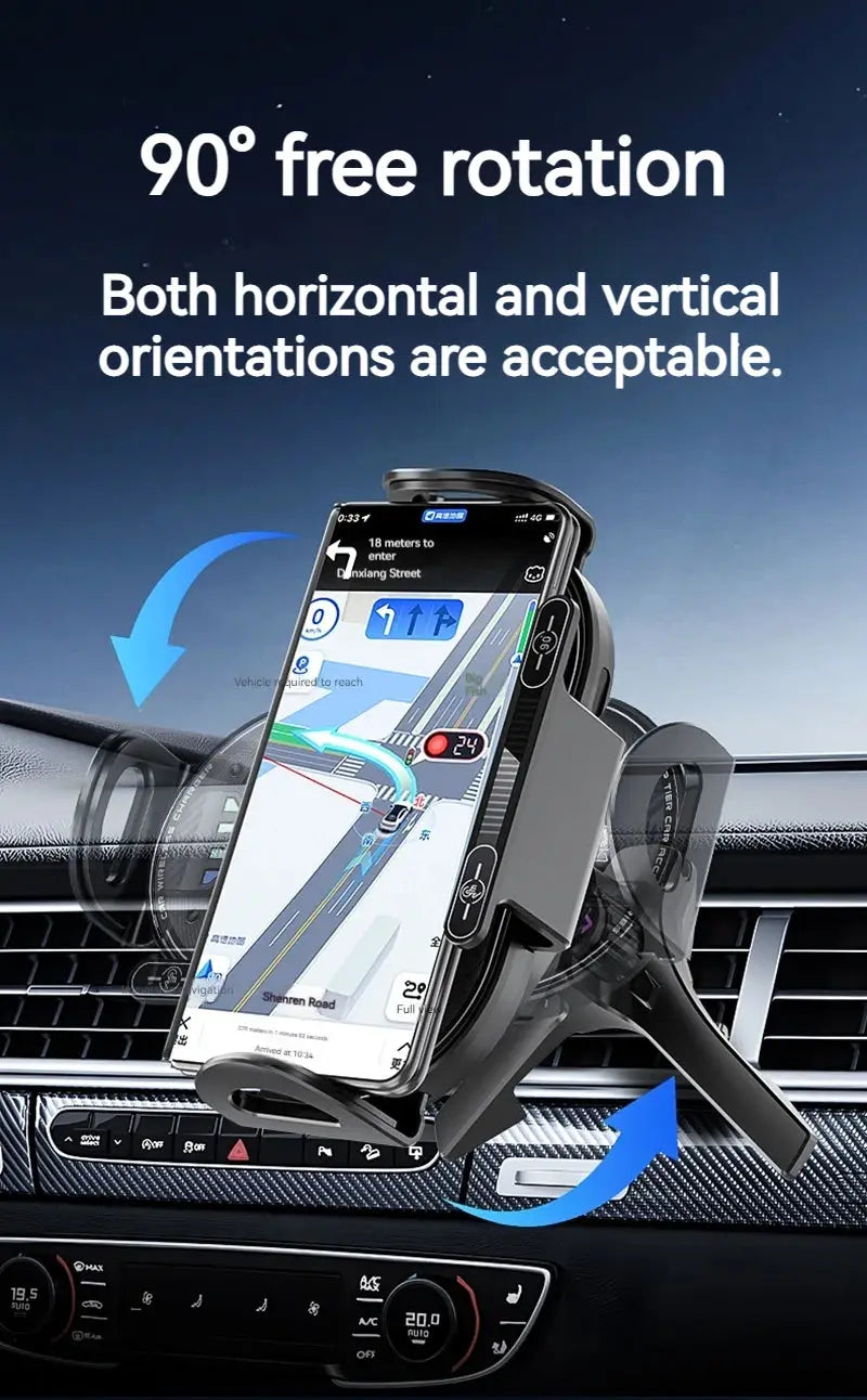 15W Universal Car Phone Wireless Charger Holder 90° Rotation Mount for Samsung Galaxy Fold 6 5 4 3 Z Flip S25 S24 Iphone 17 16 Ai-TechWorld 