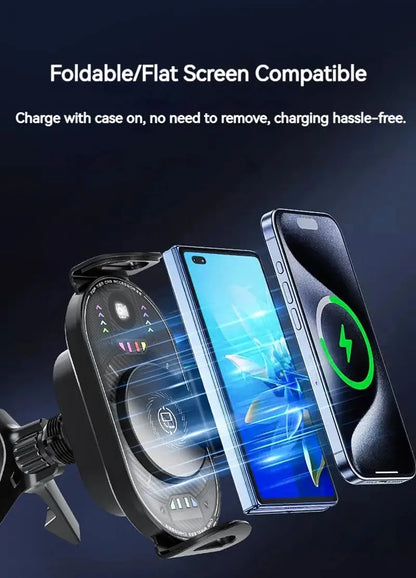 15W Universal Car Phone Wireless Charger Holder 90° Rotation Mount for Samsung Galaxy Fold 6 5 4 3 Z Flip S25 S24 Iphone 17 16 Ai-TechWorld 