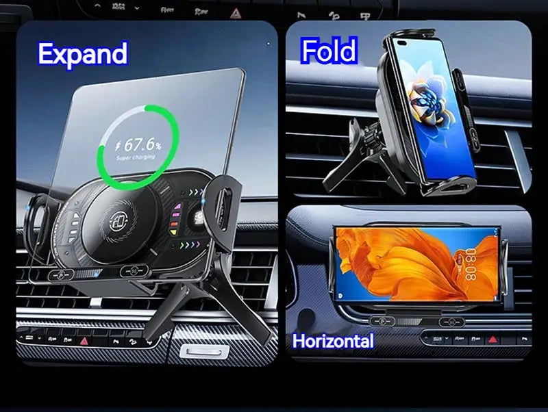 15W Universal Car Phone Wireless Charger Holder 90° Rotation Mount for Samsung Galaxy Fold 6 5 4 3 Z Flip S25 S24 Iphone 17 16 Ai-TechWorld 