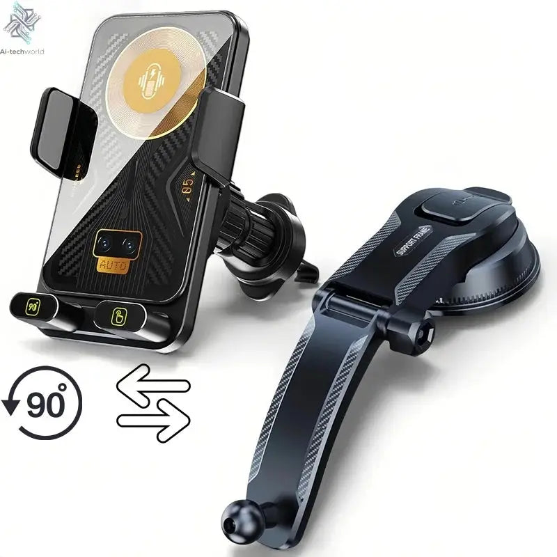 15W Universal Car Phone Wireless Charger Holder 90° Rotation Mount for Samsung Galaxy Fold 6 5 4 3 Z Flip S25 S24 Iphone 17 16 Ai-TechWorld 