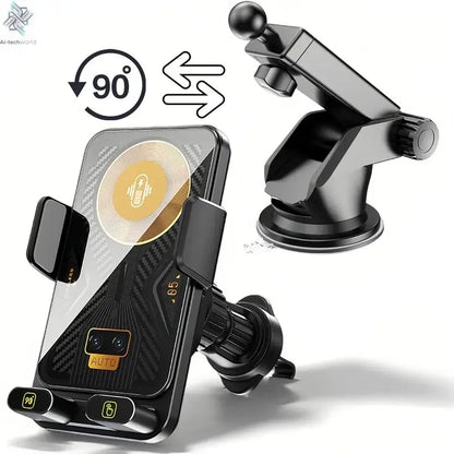 15W Universal Car Phone Wireless Charger Holder 90° Rotation Mount for Samsung Galaxy Fold 6 5 4 3 Z Flip S25 S24 Iphone 17 16 Ai-TechWorld 
