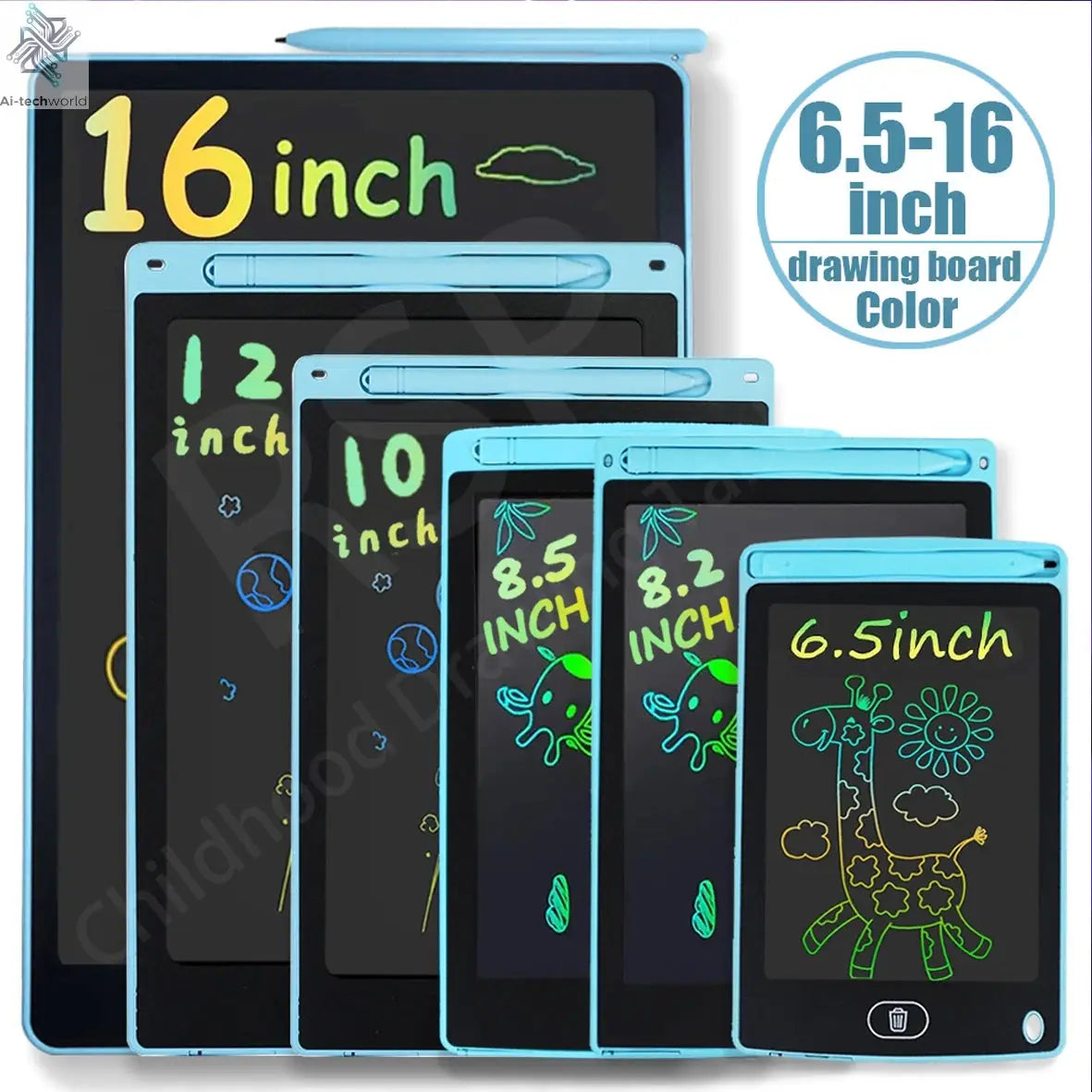 16/12/10/8.5/8.2/6.5/4.5inch LCD graphic tablet,color drawing tablet,3 4 5 6 7 8years kids birthday gifts/Christmas/travel toys - Ai-TechWorld