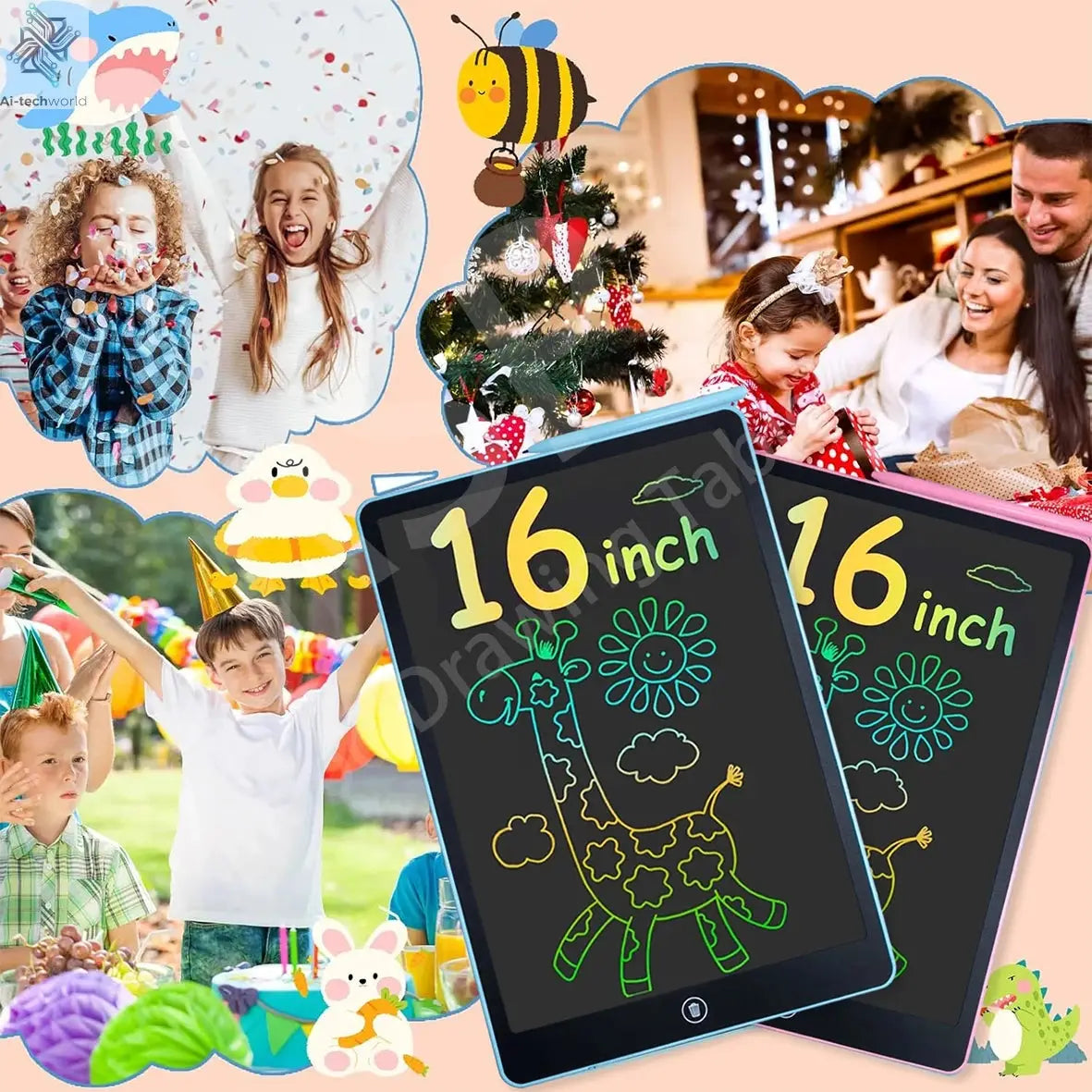 16/12/10/8.5/8.2/6.5/4.5inch LCD graphic tablet,color drawing tablet,3 4 5 6 7 8years kids birthday gifts/Christmas/travel toys - Ai-TechWorld
