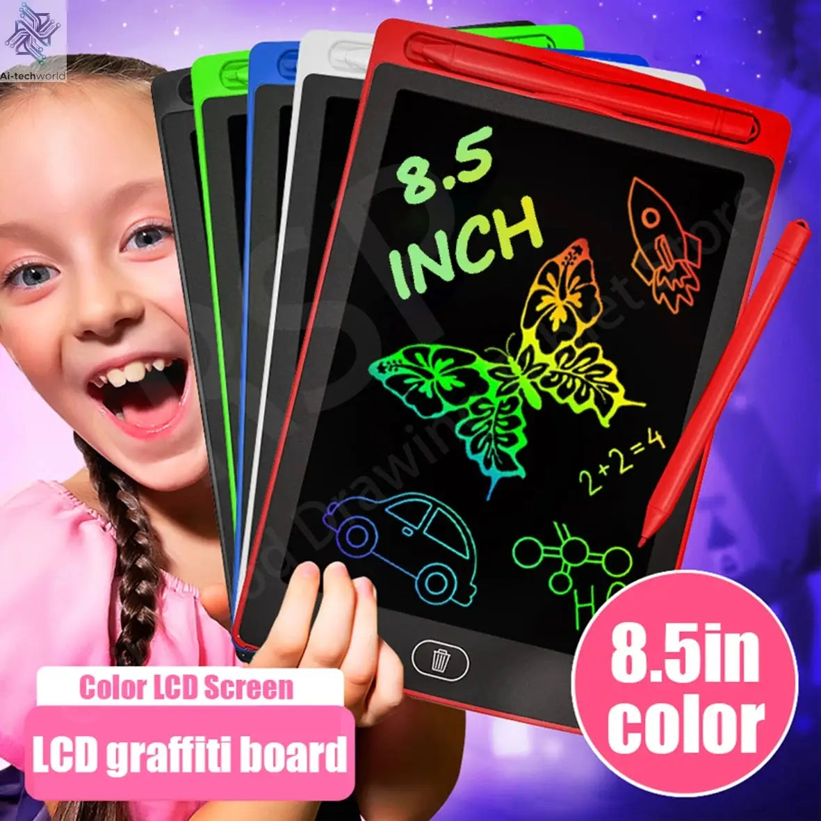 16/12/10/8.5/8.2/6.5/4.5inch LCD graphic tablet,color drawing tablet,3 4 5 6 7 8years kids birthday gifts/Christmas/travel toys - Ai-TechWorld