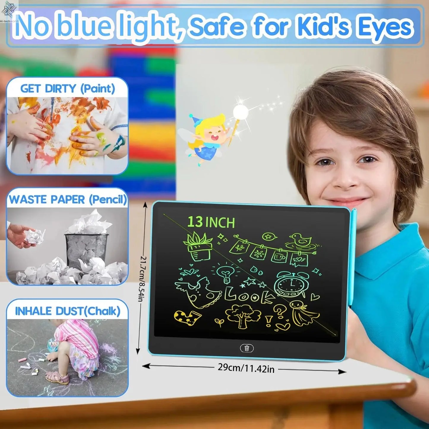 16/13/11 Inch LCD Writing Board Drawing tablet Kids Writing Painting Children Educational Toys for 3 4 5 6 7 8 Years Girls Boys Ai-TechWorld 