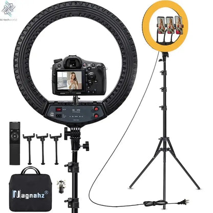 18 inch Ring Light with Tripod Stand 55W 3000-5800K CRI 90 Photo Studio Light for Vlog Video Shooting Makeup Selfie Ring Light Ai-TechWorld 