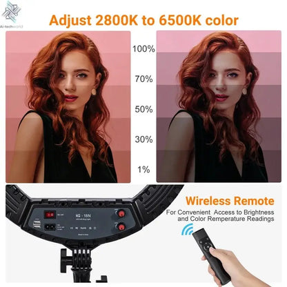 18 inch Ring Light with Tripod Stand 55W 3000-5800K CRI 90 Photo Studio Light for Vlog Video Shooting Makeup Selfie Ring Light Ai-TechWorld 