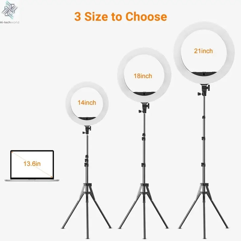 18 inch Ring Light with Tripod Stand 55W 3000-5800K CRI 90 Photo Studio Light for Vlog Video Shooting Makeup Selfie Ring Light Ai-TechWorld 