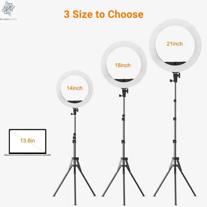 18 inch Ring Light with Tripod Stand 55W 3000-5800K CRI 90 Photo Studio Light for Vlog Video Shooting Makeup Selfie Ring Light Ai-TechWorld 