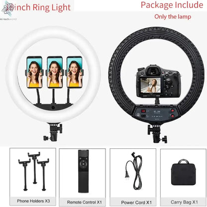 18 inch Ring Light with Tripod Stand 55W 3000-5800K CRI 90 Photo Studio Light for Vlog Video Shooting Makeup Selfie Ring Light Ai-TechWorld 