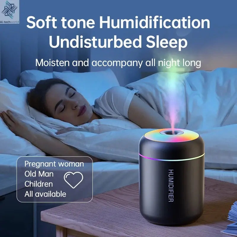 180ML Mini Air Humidifier USB Electric Aroma Diffuser Essential Oil Purifier Aromatherapy Mist Maker Lights For Car Home Bedroom Ai-TechWorld 