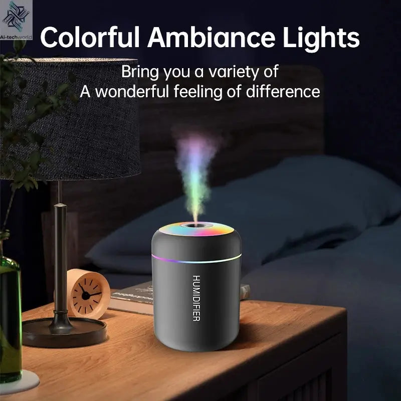 180ML Mini Air Humidifier USB Electric Aroma Diffuser Essential Oil Purifier Aromatherapy Mist Maker Lights For Car Home Bedroom Ai-TechWorld 
