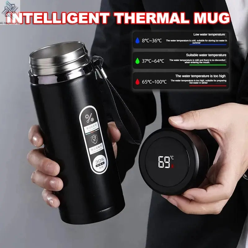 1Liter Stainless Steel Thermos Bottle with LED Temperature Vacuum Flask Ai-TechWorld 