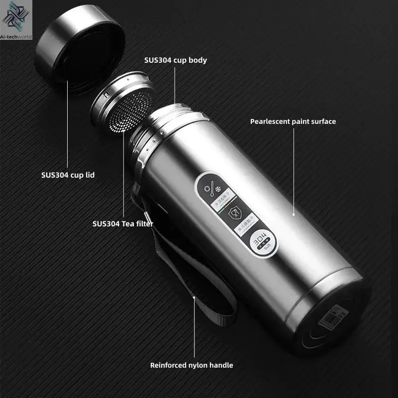 1Liter Stainless Steel Thermos Bottle with LED Temperature Vacuum Flask Ai-TechWorld 