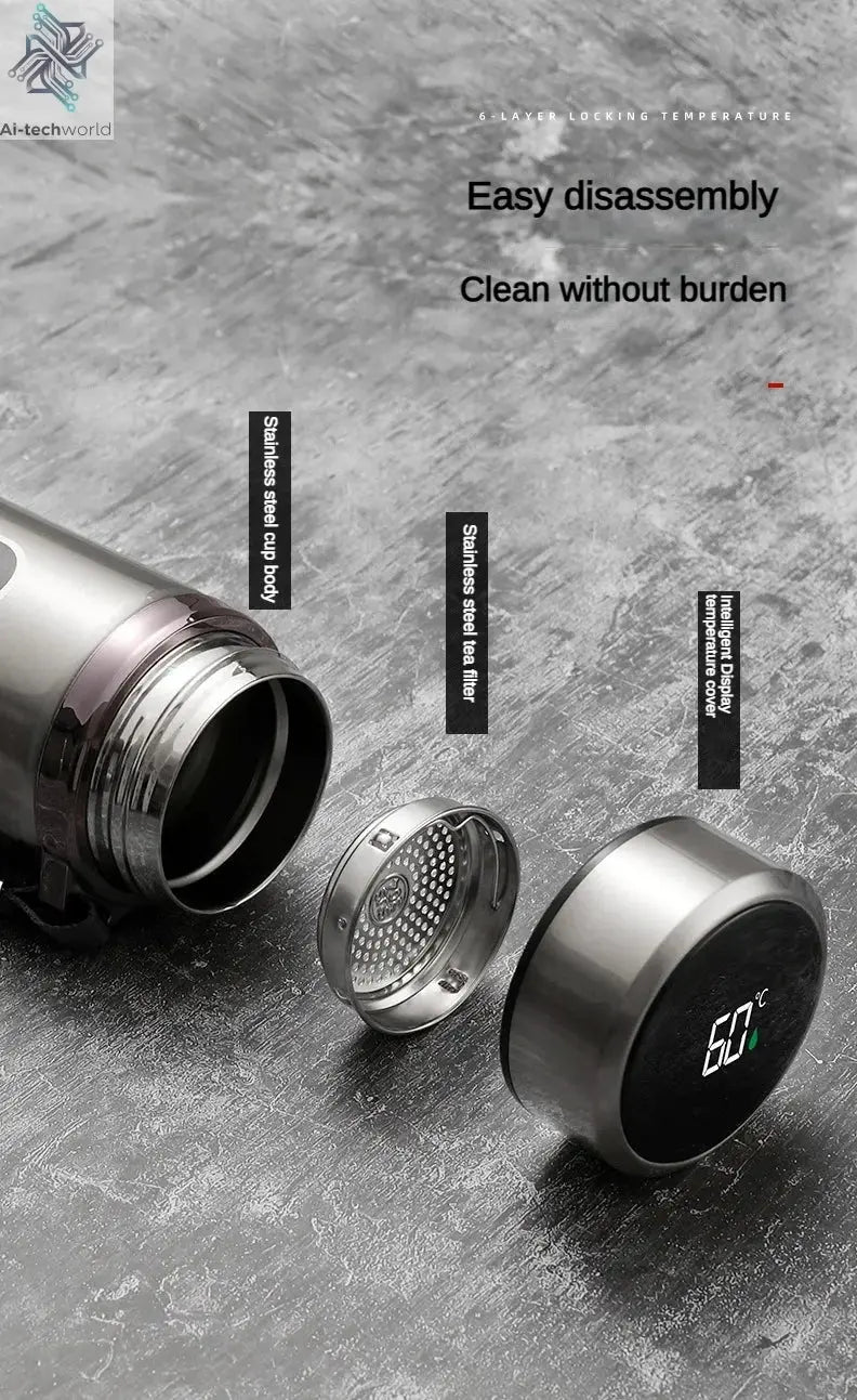 1Liter Stainless Steel Thermos Bottle with LED Temperature Vacuum Flask Ai-TechWorld 