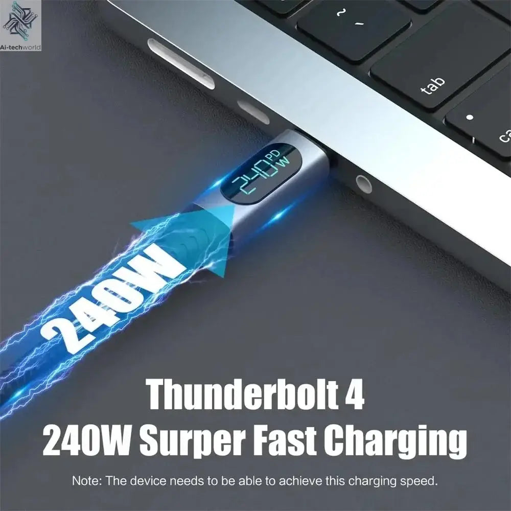 1M USB 4 Cable with LED Display Supports 8K Video 40Gbps 240W USB C Charging Cable For lPhone 15 MacBook Docking Stations Ai-TechWorld 
