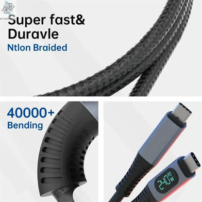 1M USB 4 Cable with LED Display Supports 8K Video 40Gbps 240W USB C Charging Cable For lPhone 15 MacBook Docking Stations Ai-TechWorld 