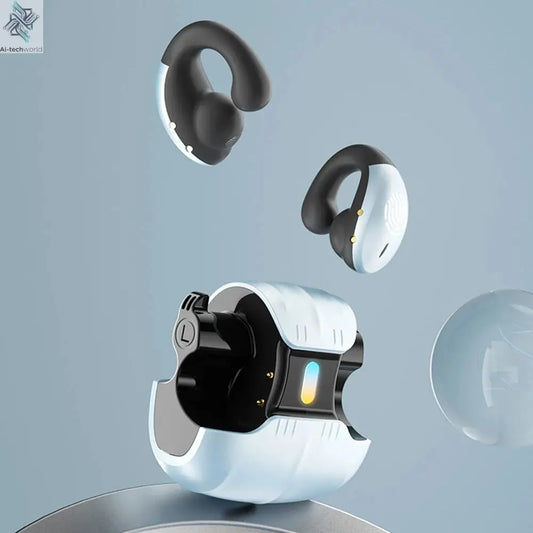 1Set Type-C Bone Conduction Open Ear Clip Wireless Bluetooth5.3 Headphones LED Breathing Light Noise Canceling Earbuds for Music - Ai-TechWorld