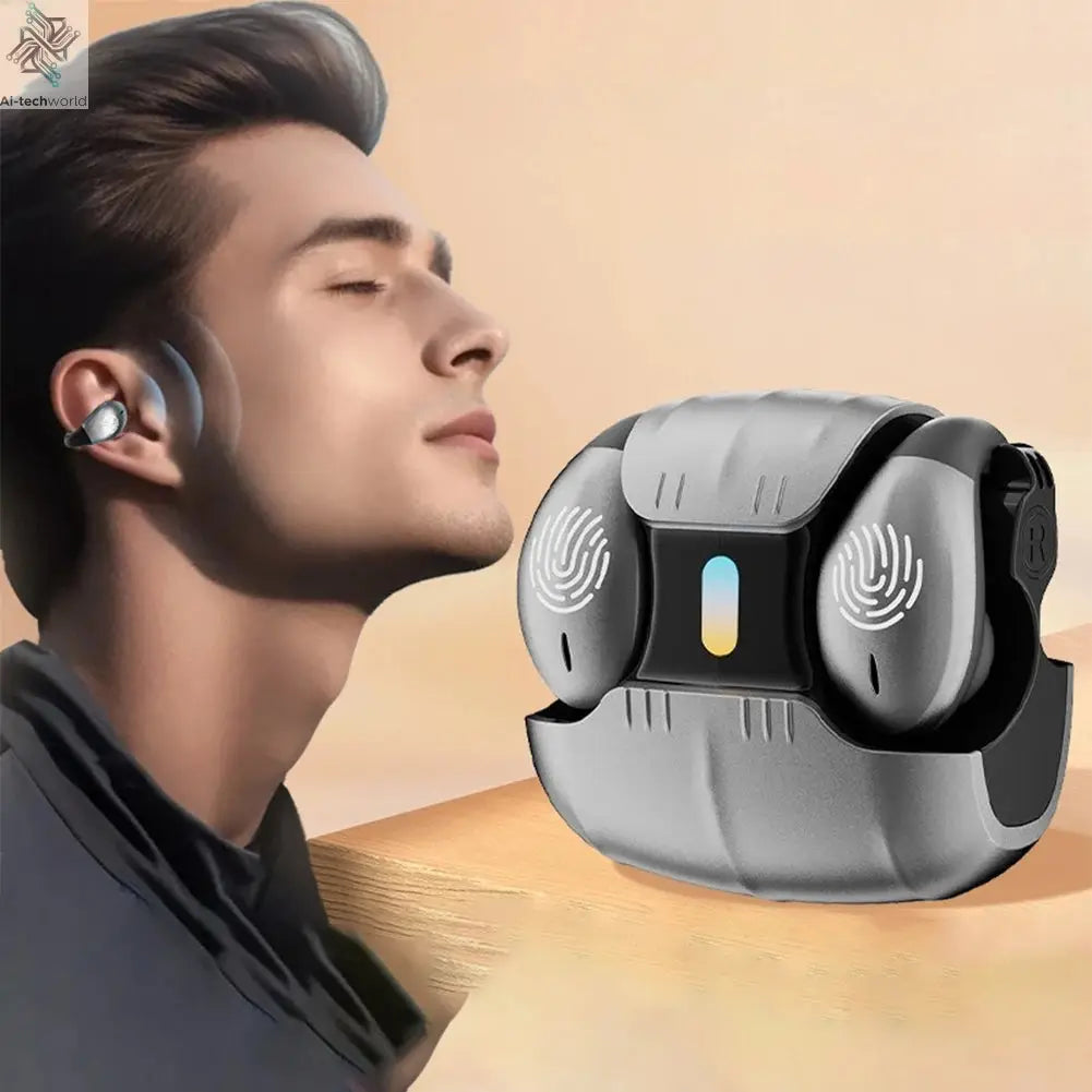 1Set Type-C Bone Conduction Open Ear Clip Wireless Bluetooth5.3 Headphones LED Breathing Light Noise Canceling Earbuds for Music - Ai-TechWorld