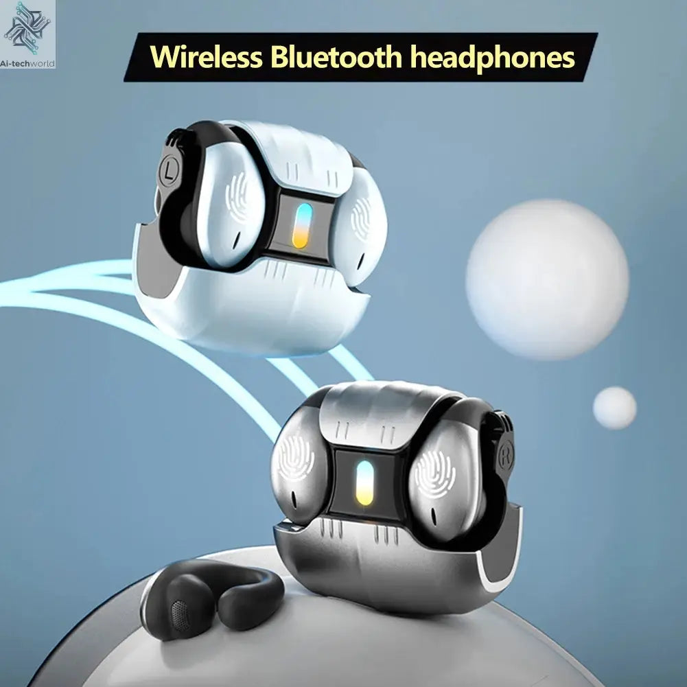 1Set Type-C Bone Conduction Open Ear Clip Wireless Bluetooth5.3 Headphones LED Breathing Light Noise Canceling Earbuds for Music - Ai-TechWorld