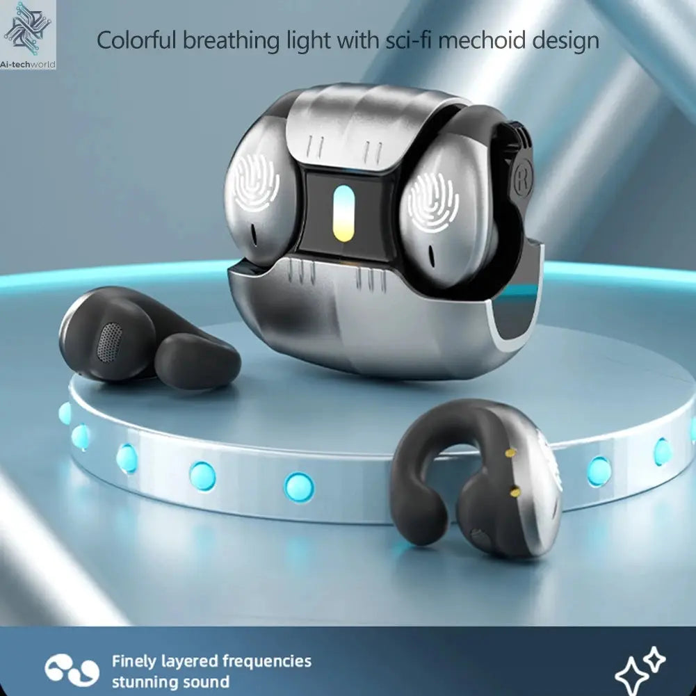 1Set Type-C Bone Conduction Open Ear Clip Wireless Bluetooth5.3 Headphones LED Breathing Light Noise Canceling Earbuds for Music - Ai-TechWorld
