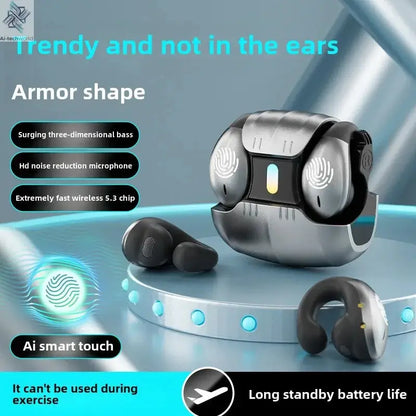 1Set Type-C Bone Conduction Open Ear Clip Wireless Bluetooth5.3 Headphones LED Breathing Light Noise Canceling Earbuds for Music - Ai-TechWorld