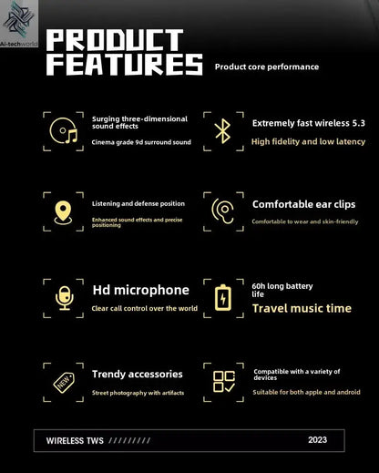 1Set Type-C Bone Conduction Open Ear Clip Wireless Bluetooth5.3 Headphones LED Breathing Light Noise Canceling Earbuds for Music - Ai-TechWorld
