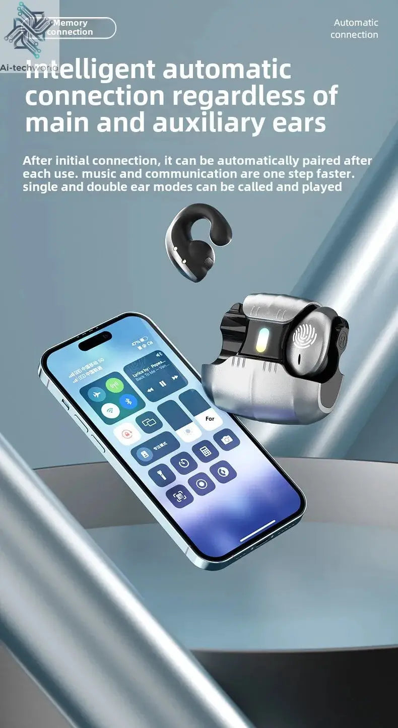 1Set Type-C Bone Conduction Open Ear Clip Wireless Bluetooth5.3 Headphones LED Breathing Light Noise Canceling Earbuds for Music - Ai-TechWorld