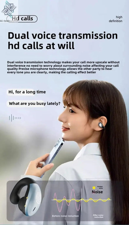 1Set Type-C Bone Conduction Open Ear Clip Wireless Bluetooth5.3 Headphones LED Breathing Light Noise Canceling Earbuds for Music - Ai-TechWorld
