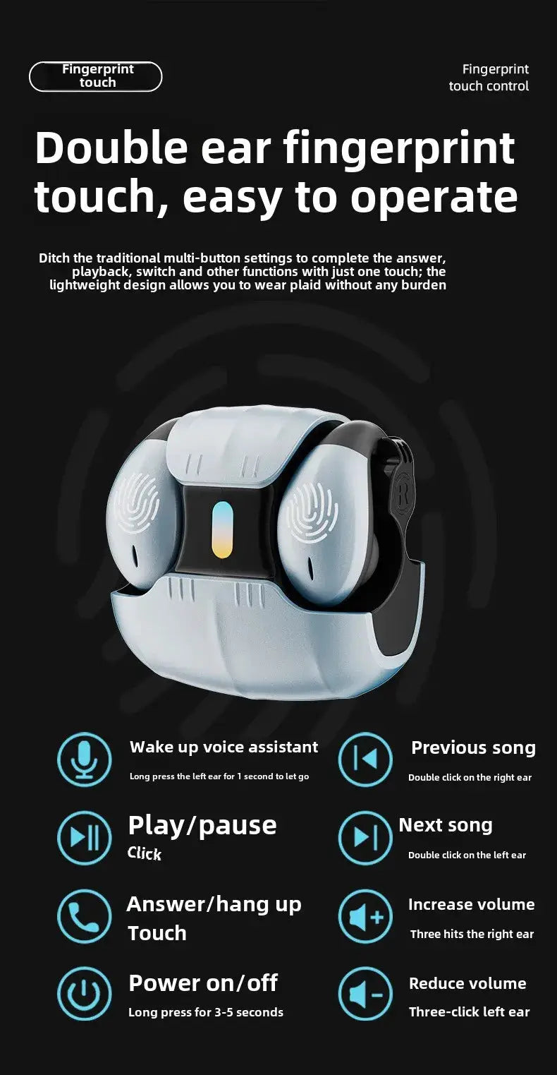 1Set Type-C Bone Conduction Open Ear Clip Wireless Bluetooth5.3 Headphones LED Breathing Light Noise Canceling Earbuds for Music - Ai-TechWorld