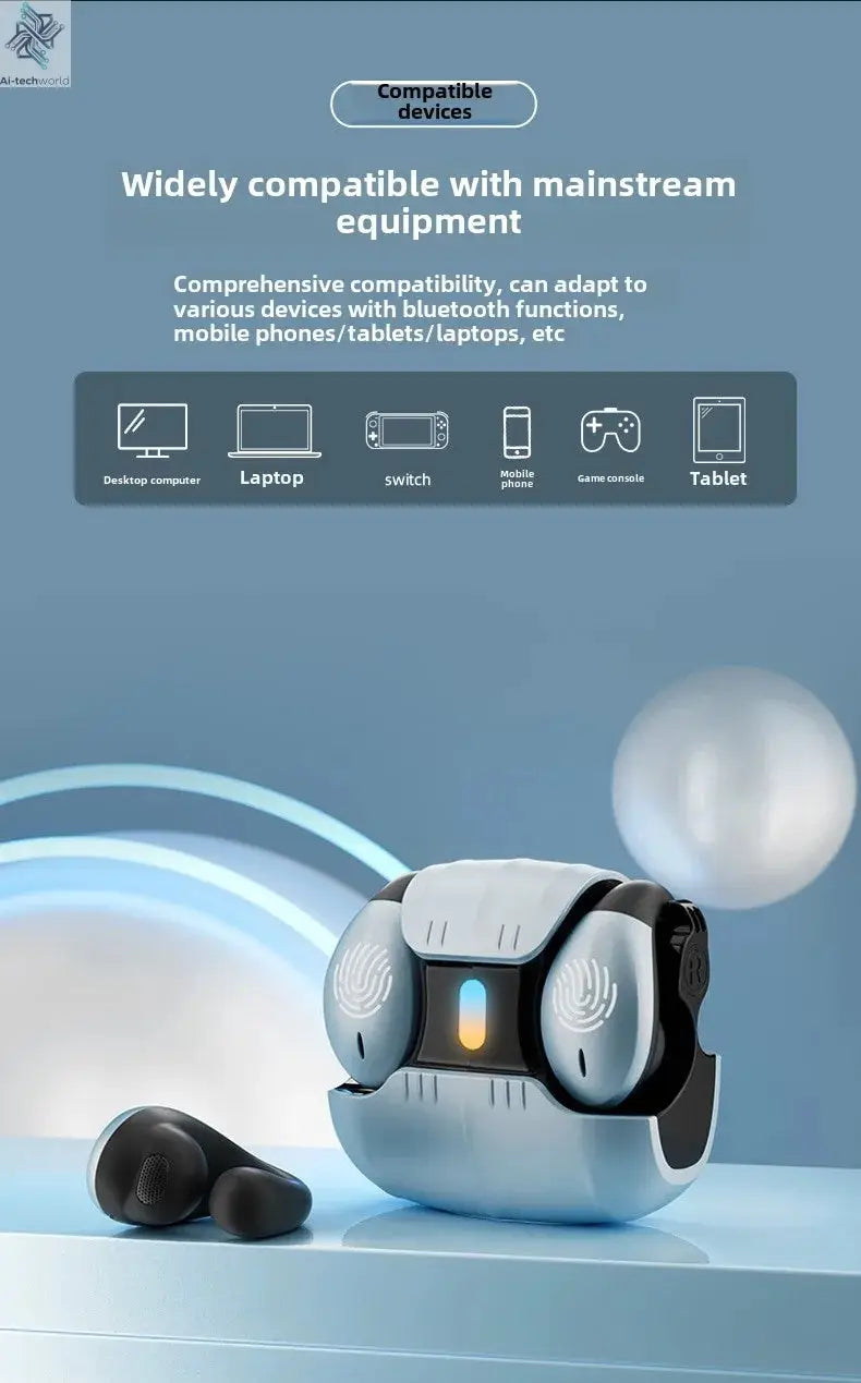 1Set Type-C Bone Conduction Open Ear Clip Wireless Bluetooth5.3 Headphones LED Breathing Light Noise Canceling Earbuds for Music - Ai-TechWorld