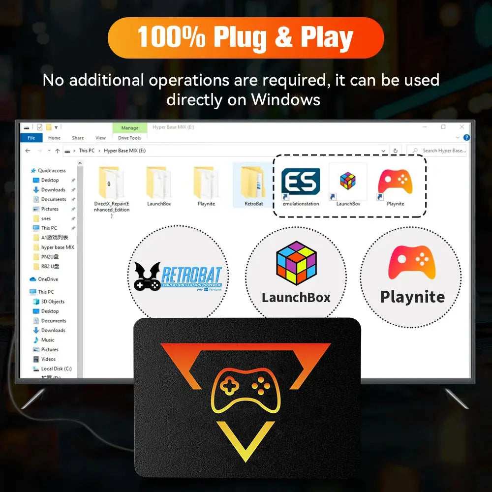 1TB Portable Gaming SSD 3 System in 1 Game Console 80+ Emulators for PS5/PS4/XBOX/XBOX One/PS3/SWITCH with 16191 3D & Retro Game Ai-TechWorld 