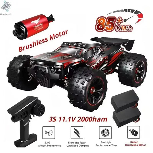 1:16 85KM/H Or 50KM/H 4WD RC Car With LED Remote Control Cars High Speed Drift Monster 4x4 Truck for Kids vs Wltoys 124017 Toys - Ai-TechWorld