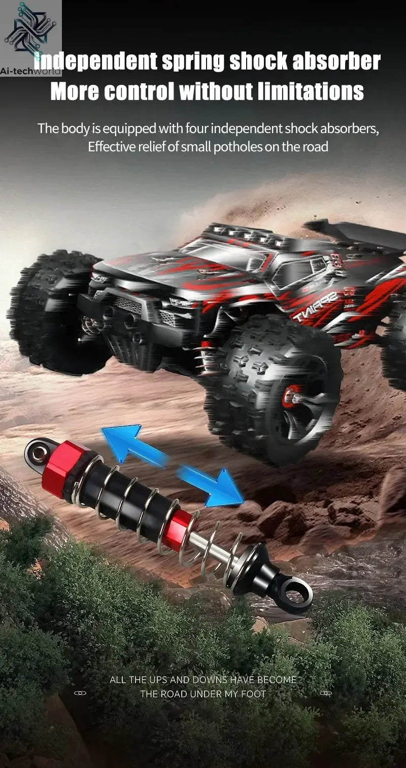 1:16 85KM/H Or 50KM/H 4WD RC Car With LED Remote Control Cars High Speed Drift Monster 4x4 Truck for Kids vs Wltoys 124017 Toys - Ai-TechWorld