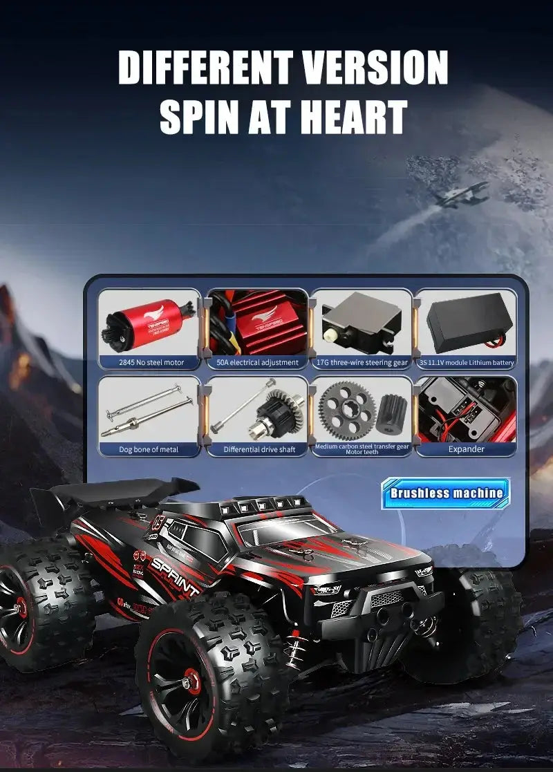 1:16 85KM/H Or 50KM/H 4WD RC Car With LED Remote Control Cars High Speed Drift Monster 4x4 Truck for Kids vs Wltoys 124017 Toys - Ai-TechWorld