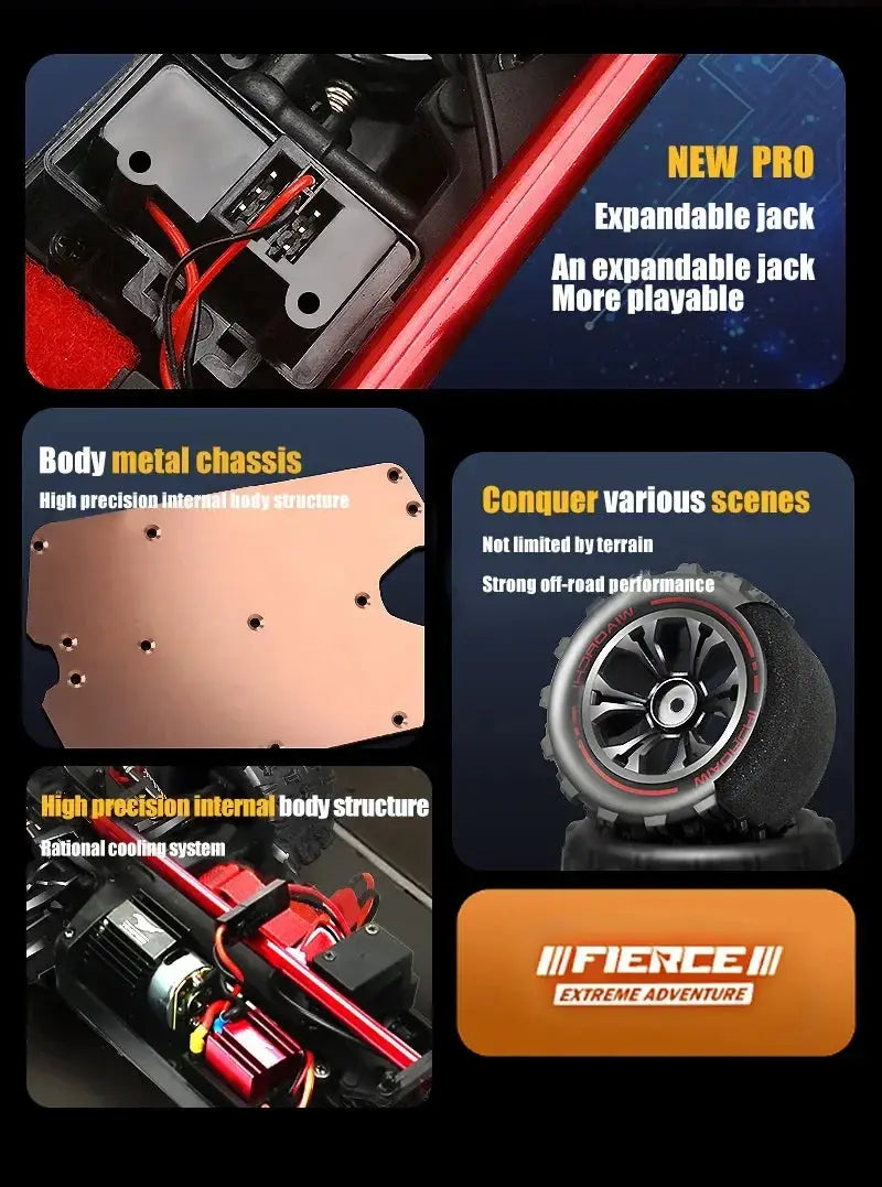 1:16 85KM/H Or 50KM/H 4WD RC Car With LED Remote Control Cars High Speed Drift Monster 4x4 Truck for Kids vs Wltoys 124017 Toys - Ai-TechWorld