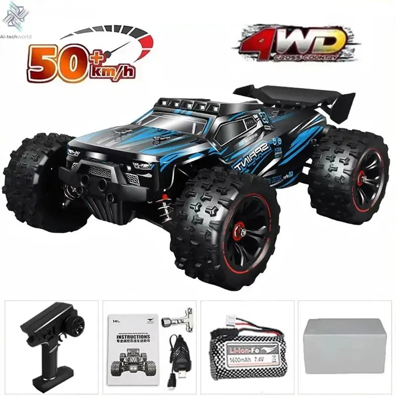 1:16 85KM/H Or 50KM/H 4WD RC Car With LED Remote Control Cars High Speed Drift Monster 4x4 Truck for Kids vs Wltoys 124017 Toys - Ai-TechWorld