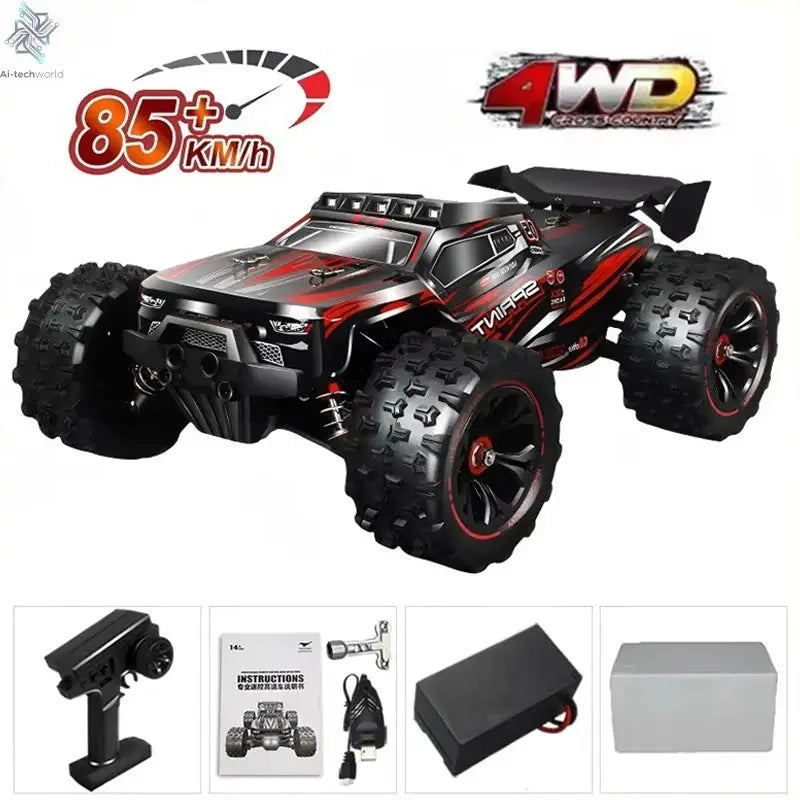 1:16 85KM/H Or 50KM/H 4WD RC Car With LED Remote Control Cars High Speed Drift Monster 4x4 Truck for Kids vs Wltoys 124017 Toys - Ai-TechWorld