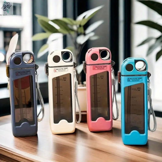 1pc, square water bottle, 12oz （350ml）， leak proof water cup, summer straw sports water bottle, with size, suitable for outdoor Ai-TechWorld 