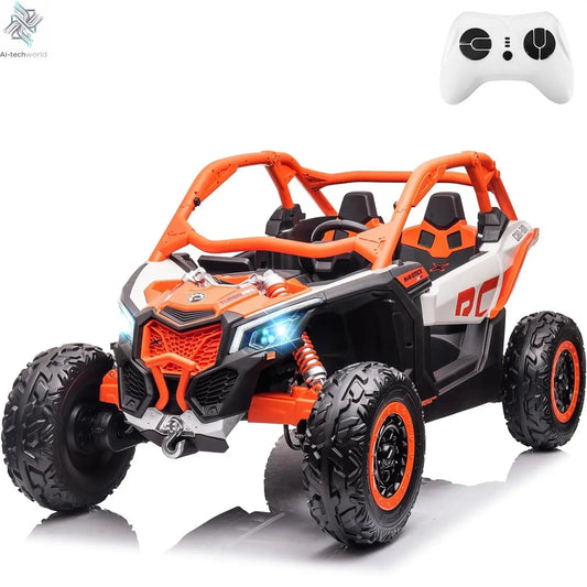 2-Seater Ride-On UTV Car for Kids Electric Off-Road Truck w/Parent Remote Control 2 x 24V Max 130LBS Battery, 4 x 200W Motors Ai-TechWorld 